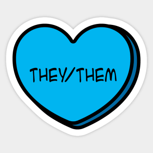 Pronoun They/Them Conversation Heart in Blue Sticker